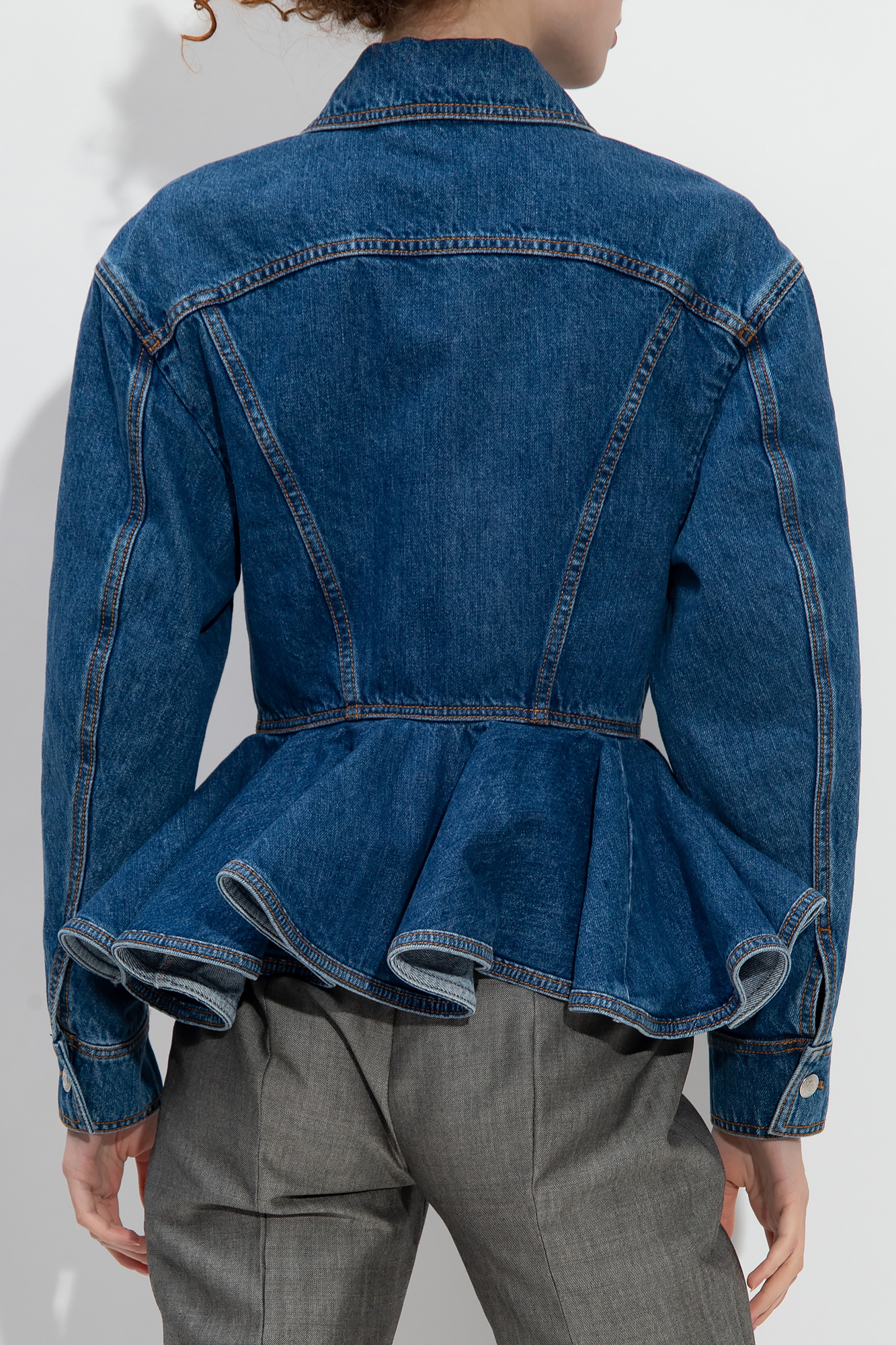 Alexander mcqueen peplum denim jacket sale